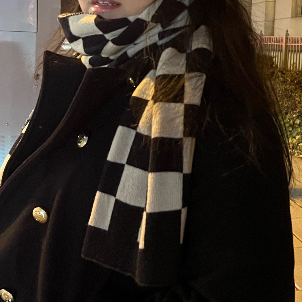 grey and black checkered scarf from Oak+Fort